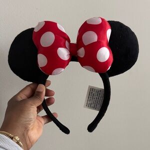Polka Dot Minnie Mouse Ear Headband - Red & White Bow